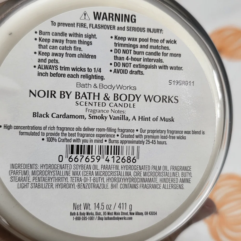 Bath & Body Works Noir Men's Body Wash & 3-Wick Candle Set NEW Rare